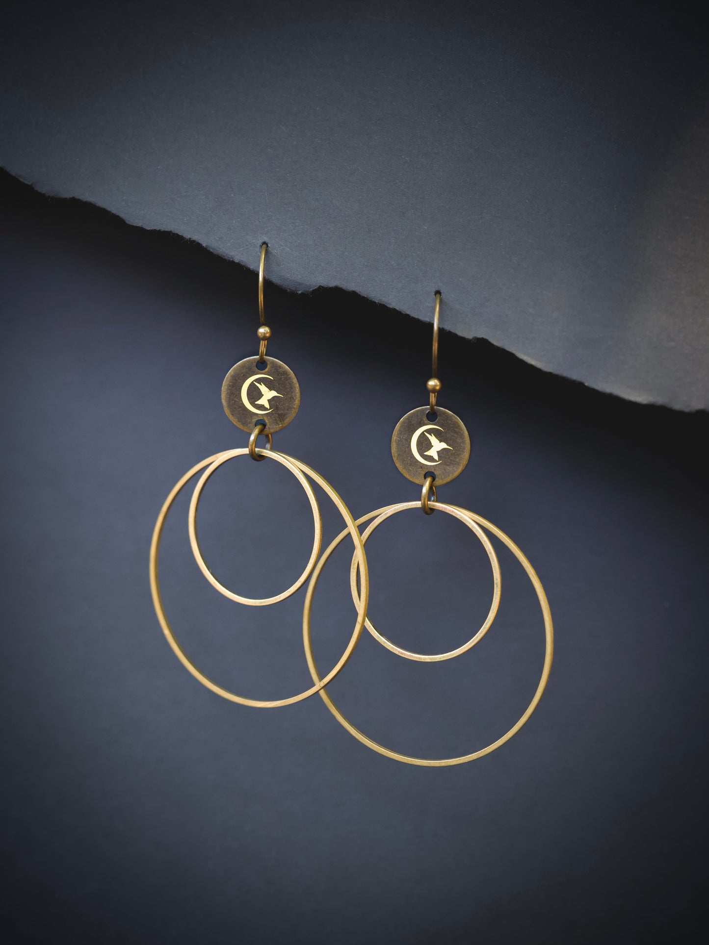 Medium Brass Hoop {Double Antique Finish} 40mm-25mm