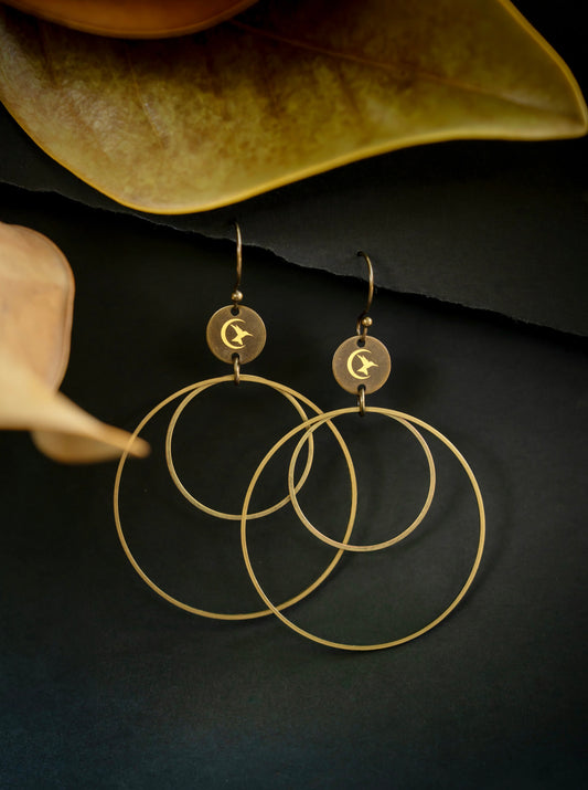 Large Brass Hoop {Double Antique Finish} 50mm-30 mm