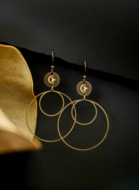 Medium Brass Hoop {Double Antique Finish} 40mm -20mm