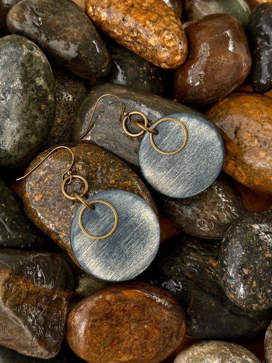 Round Denim Brass