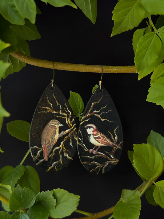 Birds Perched on Gold Branches