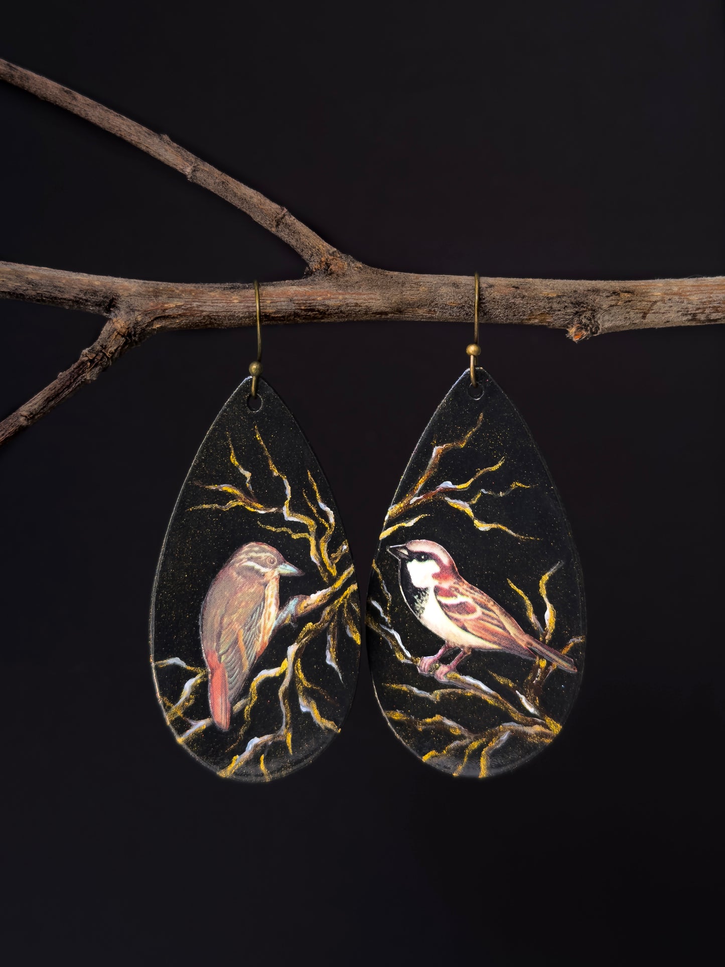Birds Perched on Gold Branches
